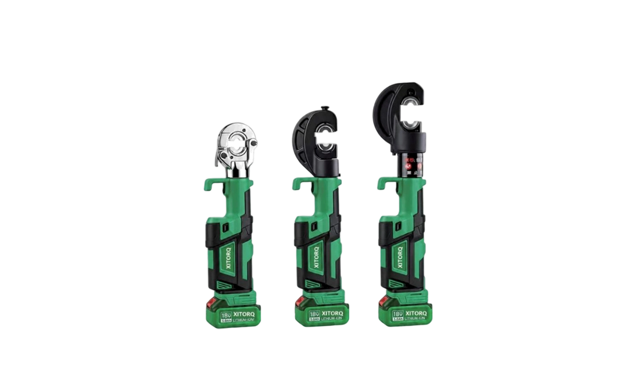 18V lítium-iónový hydraulický krimpovací nástroj — sila 60-120 kN, pre 10-400 mm² Cu/Al káblové koncovky